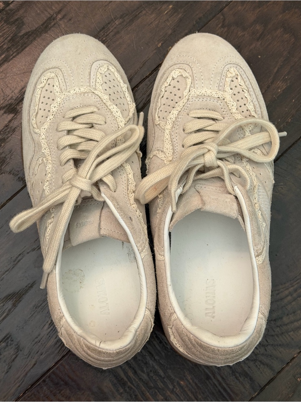 Alohas Women’s Suede Lace-Up Sneakers in Light Beige - Picture 5 of 6